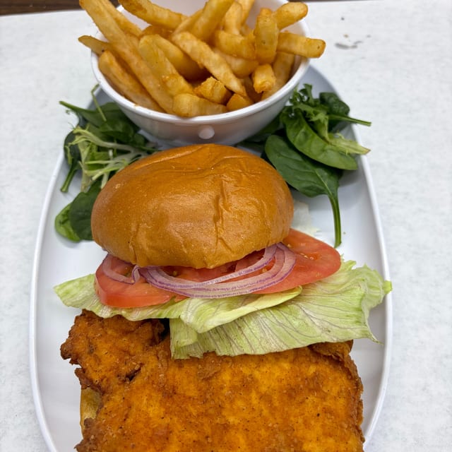 Crispy Chicken Sandwich With Fries.